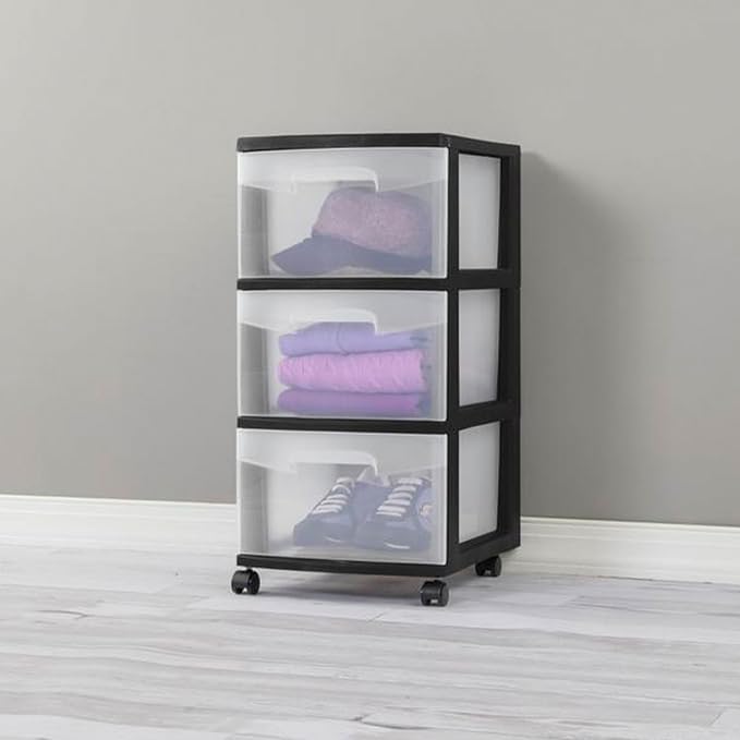Sterilite 8 Pack Plastic Storage Organizer, 3 Drawer Rolling Bin Cart, Closet - Image 7