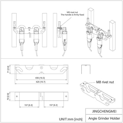 2 Pack of Angle Grinder Holder- 2 Bay Tool Wall Mount Bracket Stand Storage Rack - Image 3
