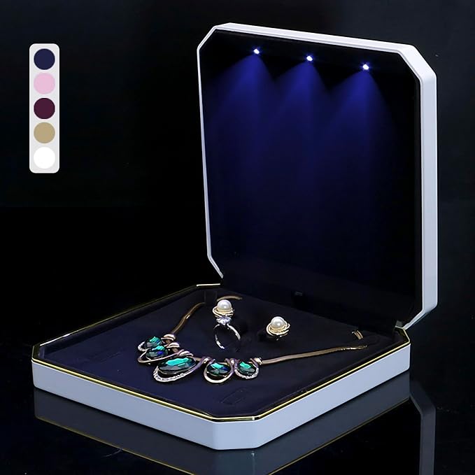 HSLFUAI Necklace Box with Led, Jewelry Box by Homestorageforyouandi