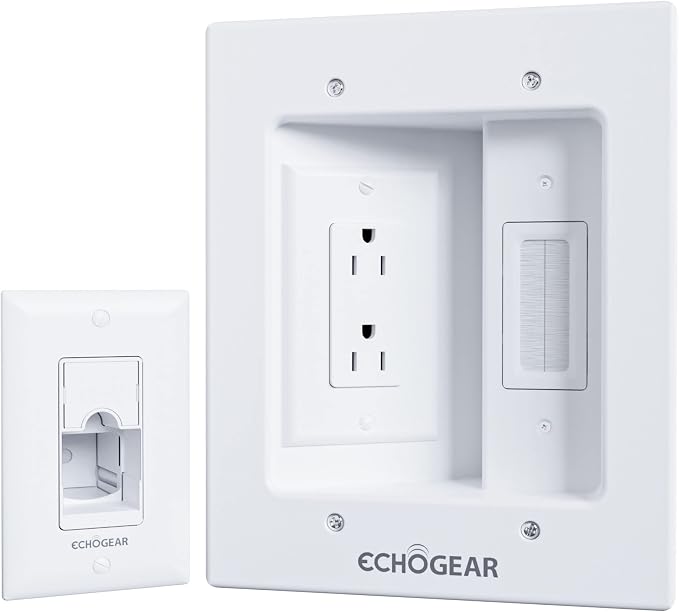 ECHOGEAR TV Cord Hider for Wall Mounted TV – Dual Outlet in-Wall Cable by ECHOGEAR