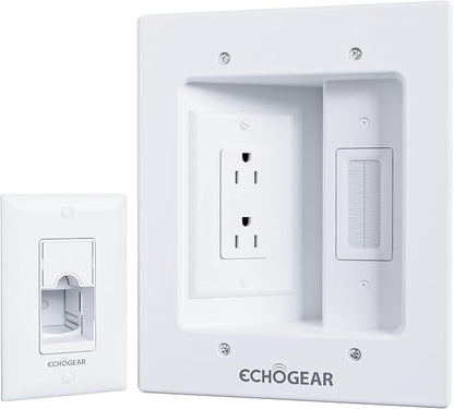 ECHOGEAR TV Cord Hider for Wall Mounted TV – Dual Outlet in-Wall Cable by ECHOGEAR