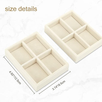 DesignSter Small Jewelry Tray-Ring Organizer 2PCS Premium Velvet Rings Earrings - Image 3
