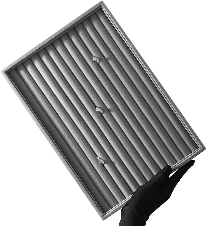 Velvet Ring Display Tray, Stackable Muilt Slot Rings Ear Stud Storage Tray - Image 5