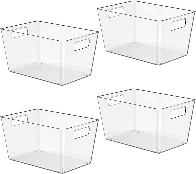 4 Pack Clear Plastic Storage Bins, Plastic Containers - Image 2