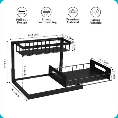 REALINN Under Sink Organizer, Pull Out Cabinet Storage 2 Tier Slide Out Sink - Image 2