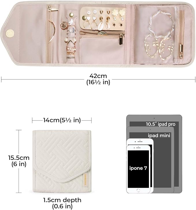 BAGSMART Travel Jewelry Organizer Case Foldable Jewelry Roll - Image 5