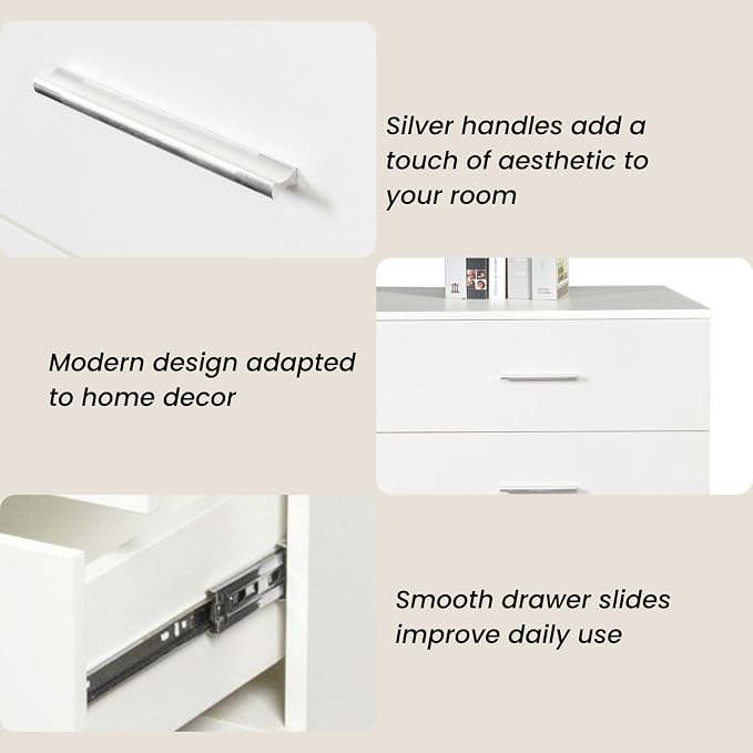 Karl home 8 Drawer Dresser, Wood White Vanity Drawer Cabinet, Bedroom Storage - Image 5