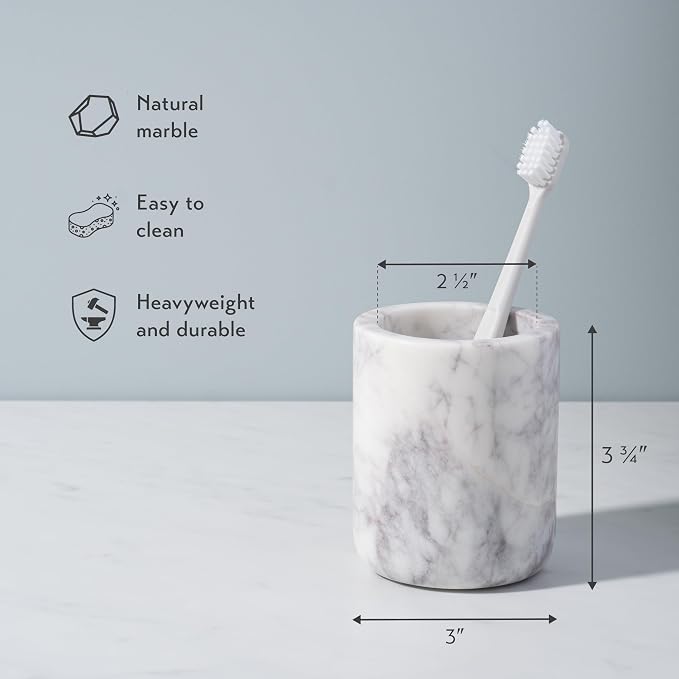 Cork & Mill Marble Toothbrush Holder Cup - Image 3