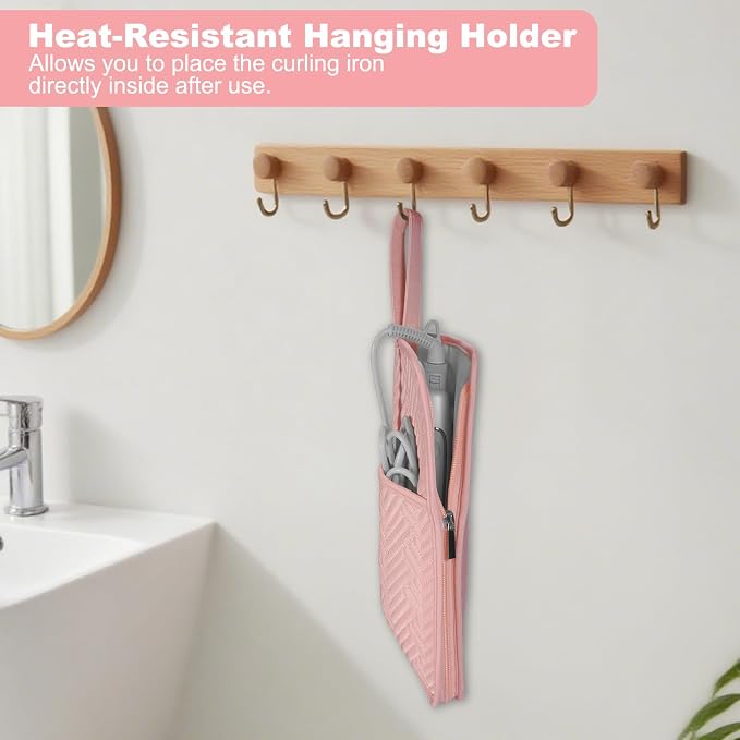 SITHON Hot Iron Holder & Mat, Heat Resistant Hair Tools Travel Bag Portable Hot - Image 3