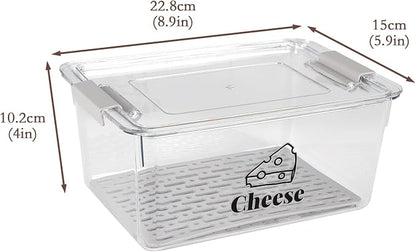 Cheese Container Airtight with Draining Basket Cream Cheese Sliced Cheeses Box - Image 2