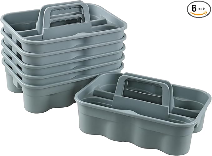 6-Pack Plastic Shower Caddy Tote, Portable Storage Caddy Basket Organizer by Waikhomes