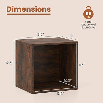 Giantex 4-Cube Bookcase, Stackable Cube Storage Organizer w/Open Bookshelf - Image 3
