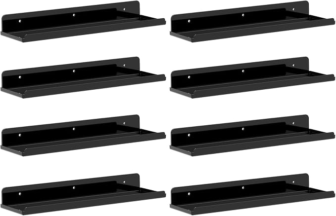 Lifewit Floating Shelves for Wall, 8 Pack Black Acrylic Shelf 15" Room Decor by Lifewit