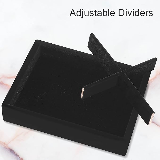 DesignSter Small Jewelry Tray-Ring Organizer 2PCS Premium Velvet Rings Earrings - Image 4