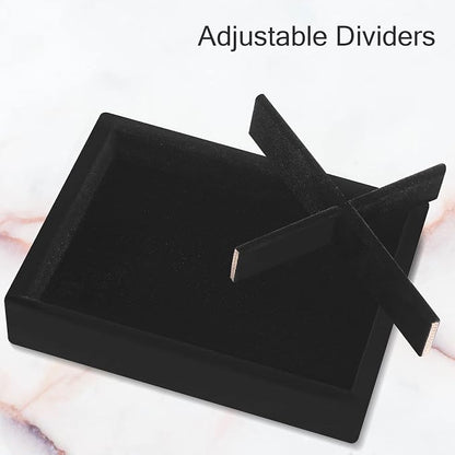DesignSter Small Jewelry Tray-Ring Organizer 2PCS Premium Velvet Rings Earrings - Image 4
