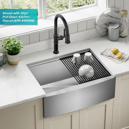 KRAUS Kore 27-Inch Farmhouse Workstation 16 Gauge Stainless Steel Kitchen Sink - Image 2