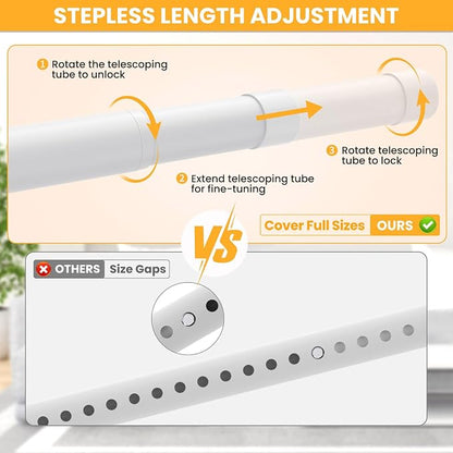 Closet Rods for Hanging Clothes, 17-28 Inch No-Cut Stepless Adjustable Closet - Image 2