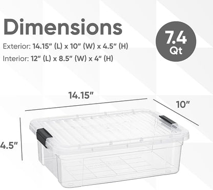 Superio Storage Bins with Lids- 6 Pack, 7.4 Qt Clear Boxes - Image 2