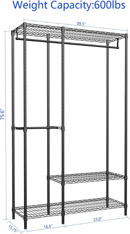 Heavy Duty Garment Rack for Hanging Clothes, Wire Metal Clothing Rack, - Image 5