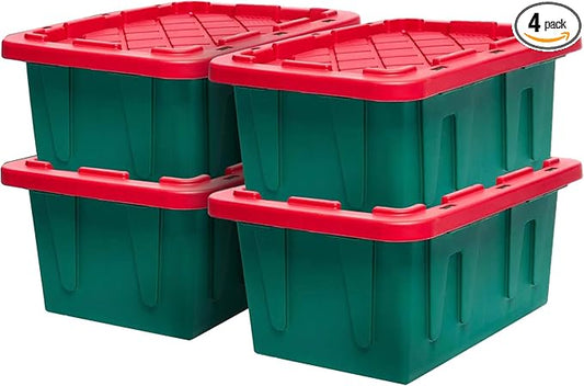 HOMZ 4-Pack Durabilt Tote, Heavy Duty Plastic Storage Bins by Homz