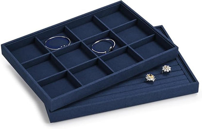 12 Grids Jewelry Tray Bracelet Tray Bangle Tray Microfiber Jewelry Display Tray - Image 9