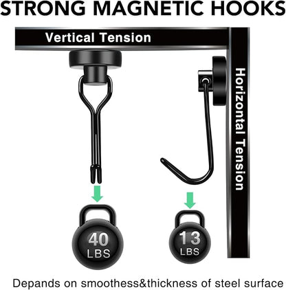 MIKEDE 12 Pack Magnetic Hooks, 40Lbs Heavy Duty Neodymium Magnet Hooks Black - Image 3