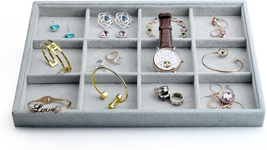 Oirlv Velvet Stackable Jewelry Display Trays 12 Grids Rings Earrings Bracelet by Oirlv