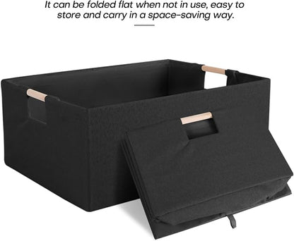 Fabric Storage Bin 3 Pack Foldable Cotton Linen Storage Basket - Image 7
