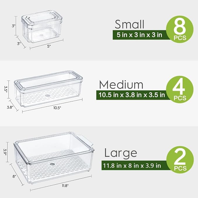 14 Pack Fridge Organizer, Stackable Refrigerator Organizer Bins - Image 6