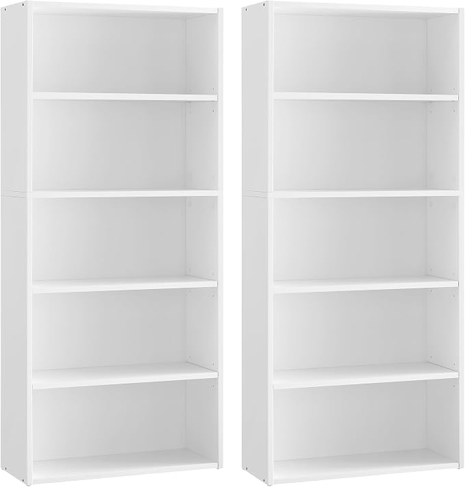 VASAGLE Set of 2 Bookshelves, 23.6 Inches Wide, 5-Tier Open Bookcases by VASAGLEbySONGMICSHOME