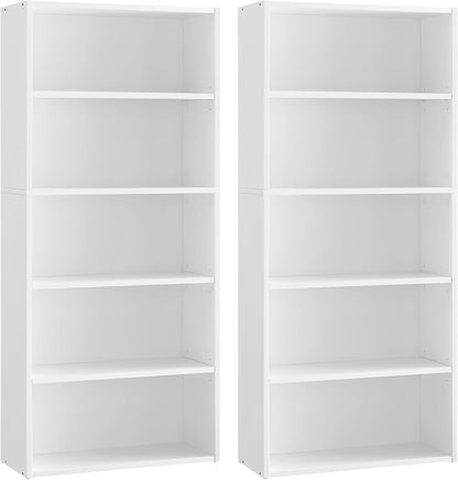 VASAGLE Set of 2 Bookshelves, 23.6 Inches Wide, 5-Tier Open Bookcases by VASAGLEbySONGMICSHOME