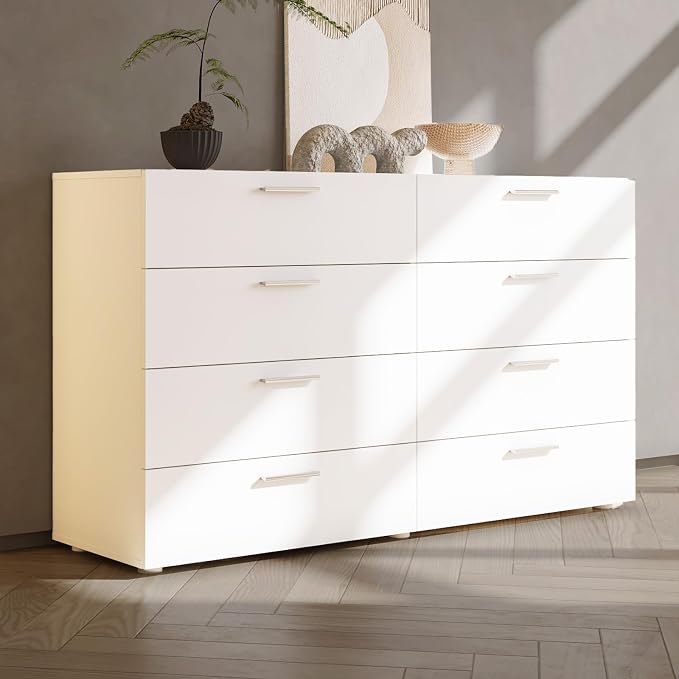 Karl home 8 Drawer Dresser, Wood White Vanity Drawer Cabinet, Bedroom Storage by Karlhome