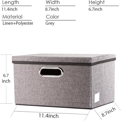 PRANDOM Storage Bins with Lids Linen Fabric Foldable Storage Boxes Organizer - Image 3