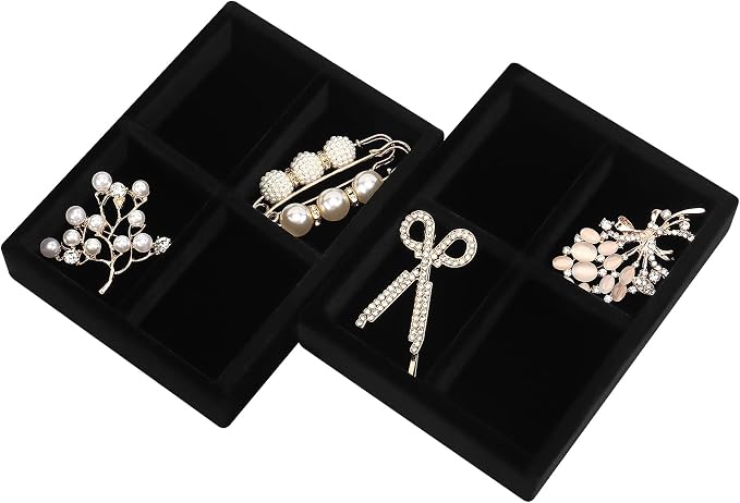 DesignSter Small Jewelry Tray-Ring Organizer 2PCS Premium Velvet Rings Earrings by DesignSter