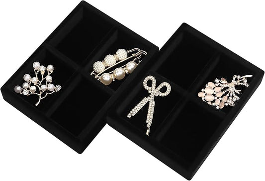DesignSter Small Jewelry Tray-Ring Organizer 2PCS Premium Velvet Rings Earrings by DesignSter
