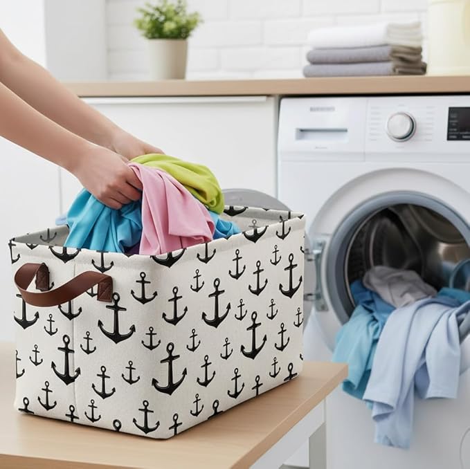 Anchor Storage Basket Waterproof Canvas Toy Storage Bin Home Anchor Decor - Image 6