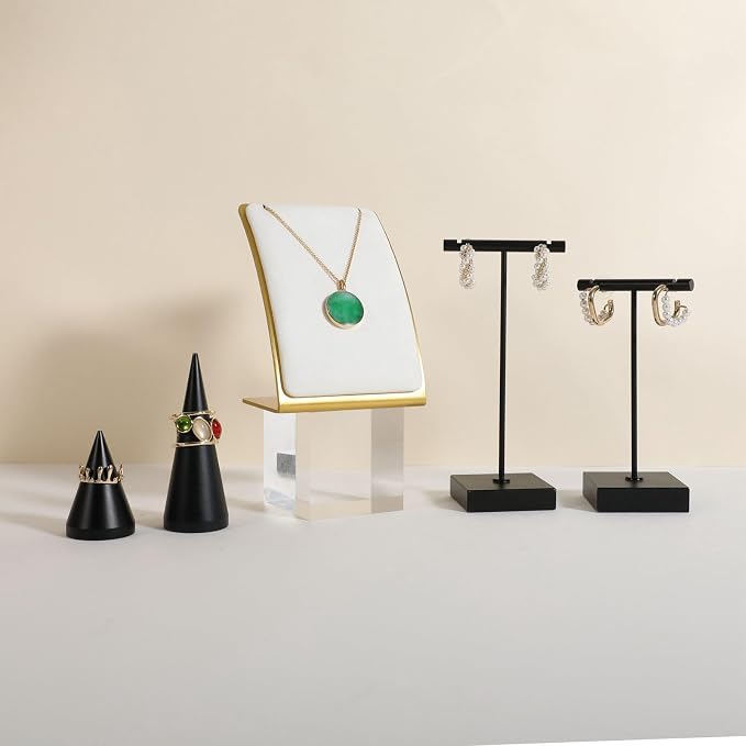 GemeShou White Necklace display stand, Velvet Jewelry necklace display holder - Image 5