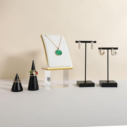 GemeShou White Necklace display stand, Velvet Jewelry necklace display holder - Image 5