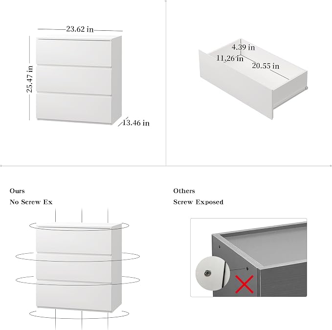 woodtalks 3 Drawer Dresser, Wood Chest Drawers - Image 2