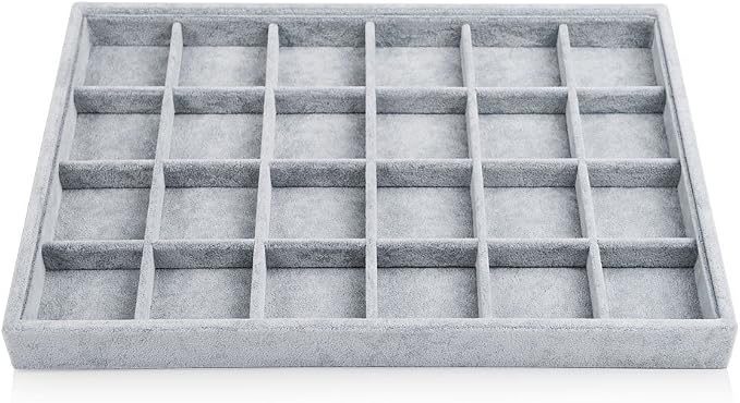 Oirlv 24 Grid Ice Velvet Jewelry Drawer Organizer Tray Stackable Jewelry Trays by Oirlv