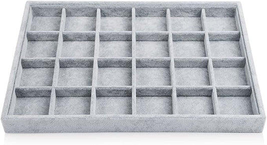 Oirlv 24 Grid Ice Velvet Jewelry Drawer Organizer Tray Stackable Jewelry Trays by Oirlv