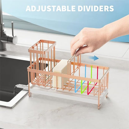 Cisily Rose Gold Sponge Holder for Kitchen Sink, Sink Caddy Organizer - Image 3