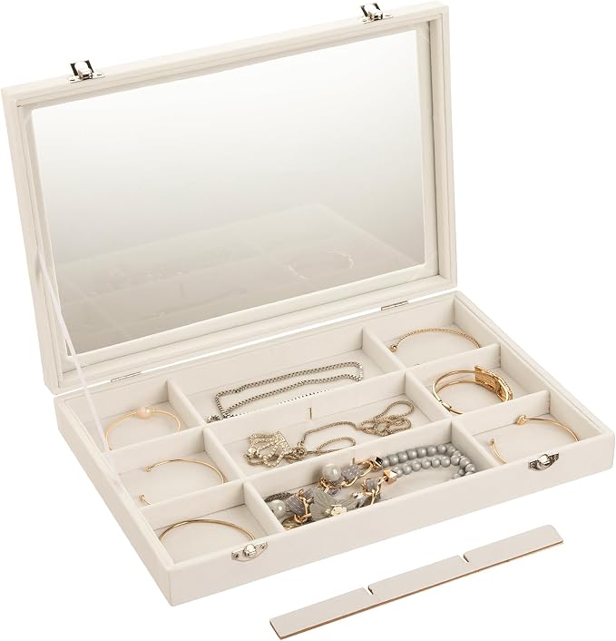 Frebeauty Velvet Jewelry Tray, 12 Grid Jewelry Organizer - Image 5