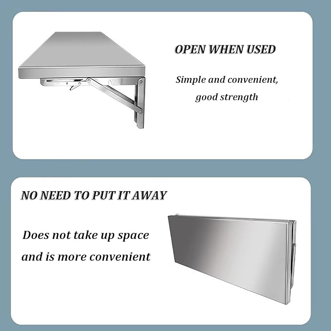 Stainless Steel Folding Wall Shelf, Stainless Steel Wall Mount Folding Table - Image 6