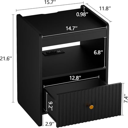 HIFYOBRO 21.6" Tall Fluted Nightstand, End Table - Image 3