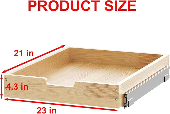 Wood Pull Out Cabinet Organizer 23" W x 21" D, Heavy-Duty Sliding Drawers - Image 2