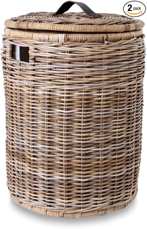 The Basket Lady Round Kubu Wicker Laundry Hamper, Extra Large, 23 in Dia x 28 by TheBasketLady