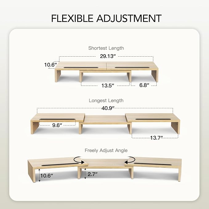 AMERIERGO Dual Monitor Stand Riser- 3 Shelf Screen Stand - Image 6