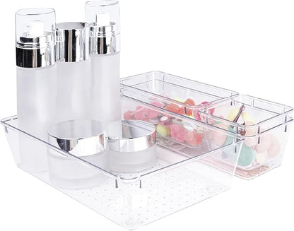 4 PCS Clear Plastic Drawer Organizer, Desk Drawer Divider Organizers and - Image 8