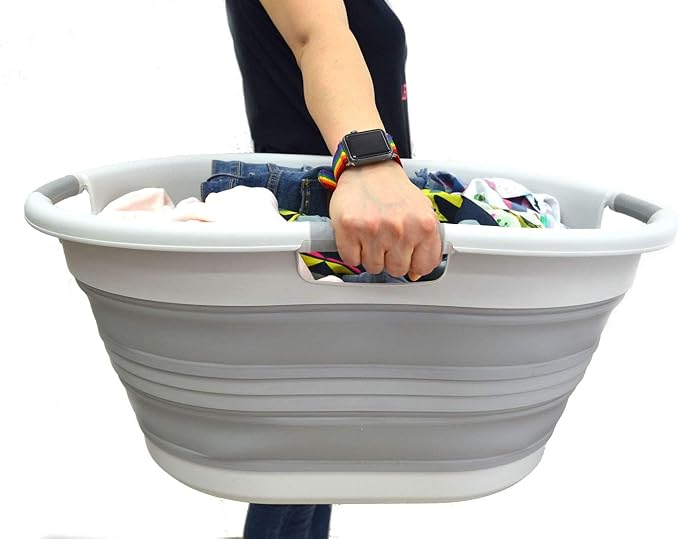 SAMMART 57L Collapsible 3-Handled Plastic Laundry Basket - Image 7